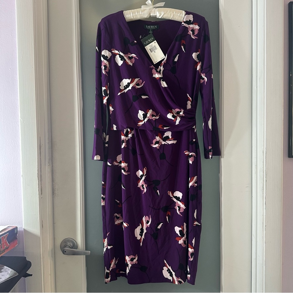 Lauren Ralph Lauren Purple Floral Long Sleeve Dress - Picture 2 of 9